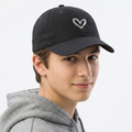 Thrifted Minimalist Black & White Heart Sketch Strapback Cap
