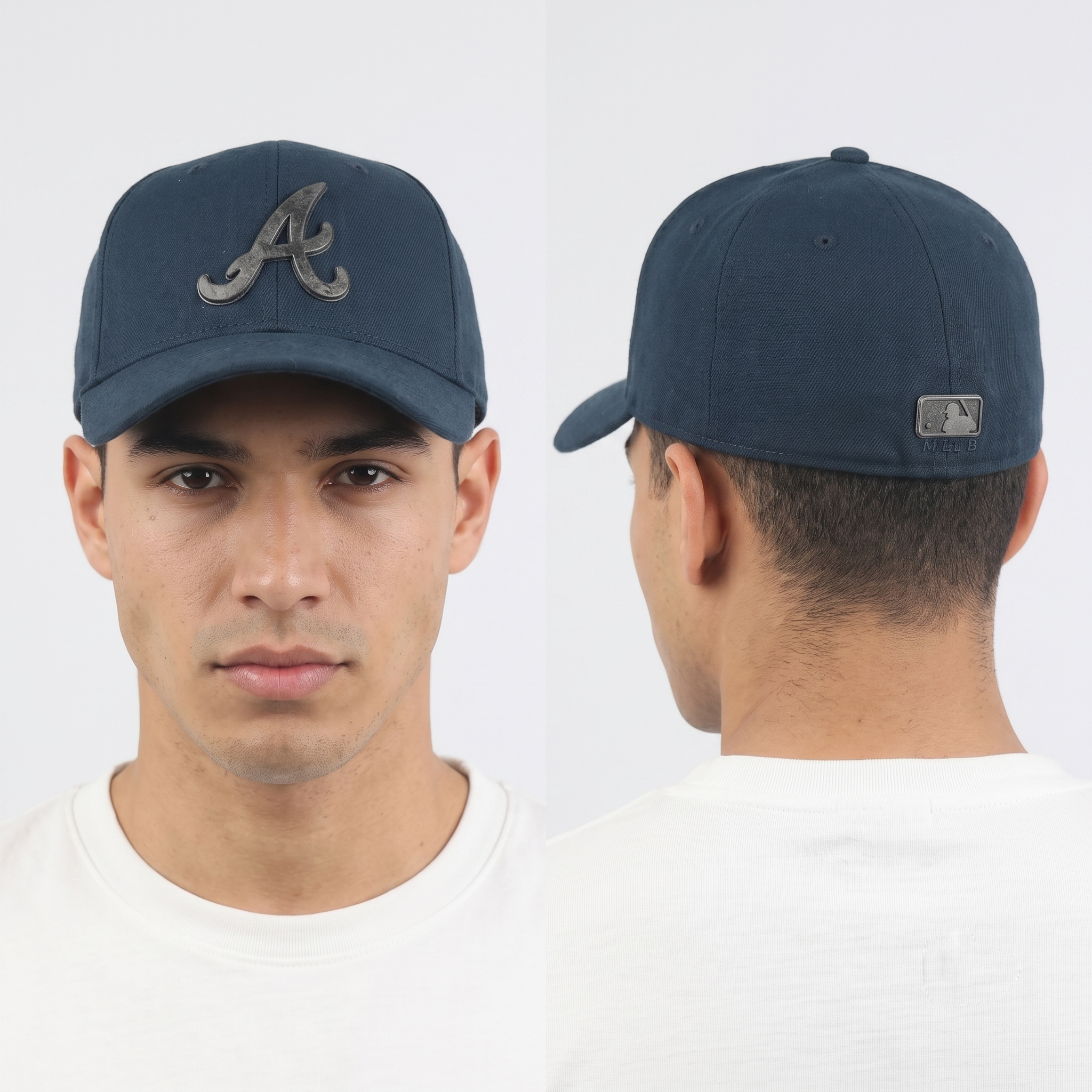 Vintage Atlanta Braves Fitted Hat | Thrifted Navy Blue MLB Baseball Cap S/M