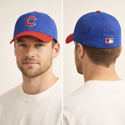 MLB Cubs Two-Tone Baseball Thrifted Cap - Blue & Red S/M Fitted Hat