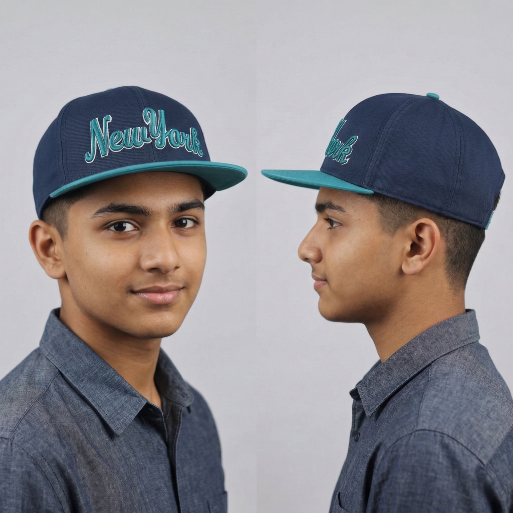 H&M New York Thrifted Baseball Cap – Navy & Teal Youth Snapback
