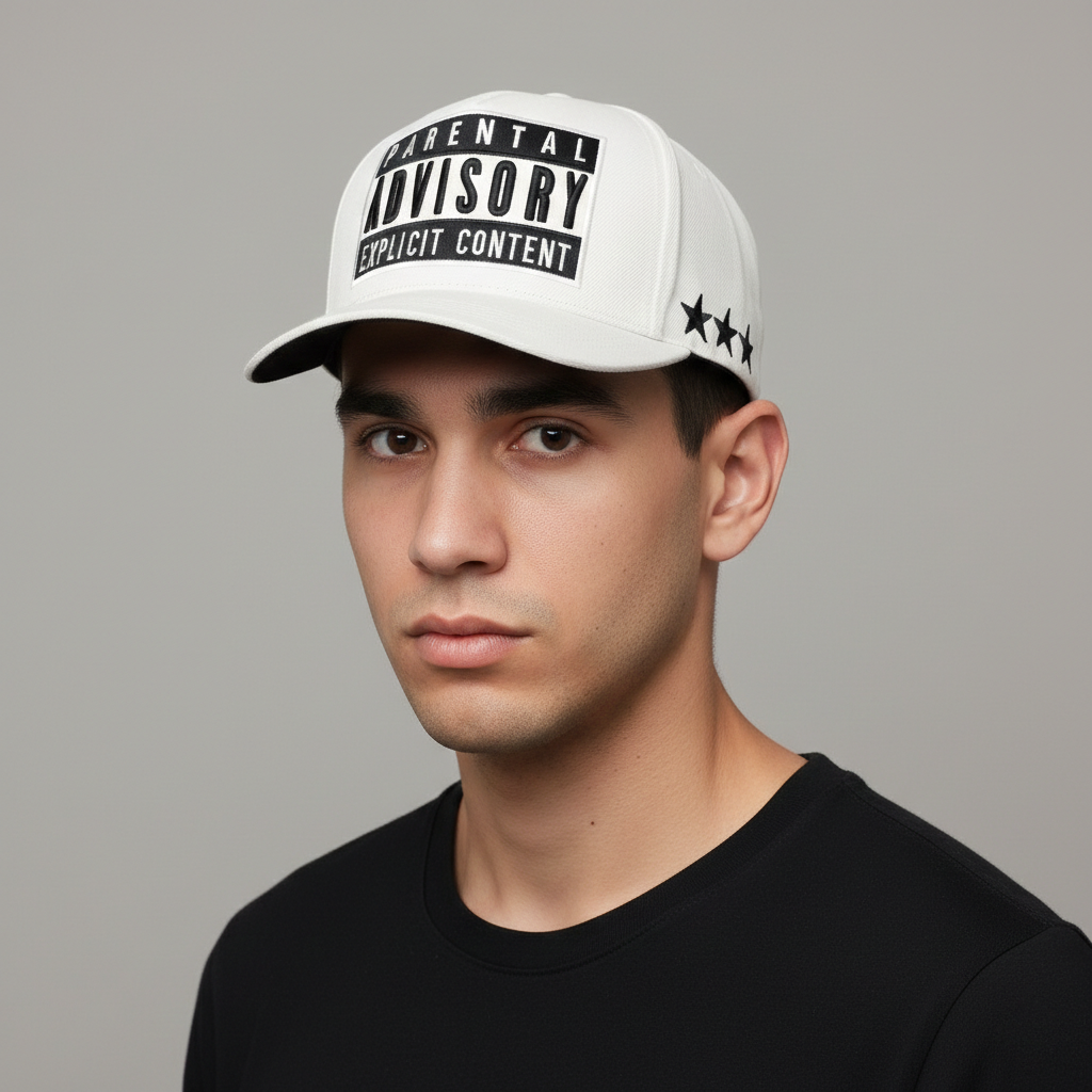 Vintage Parental Advisory Embroidered Thrifted Snapback – Off-White