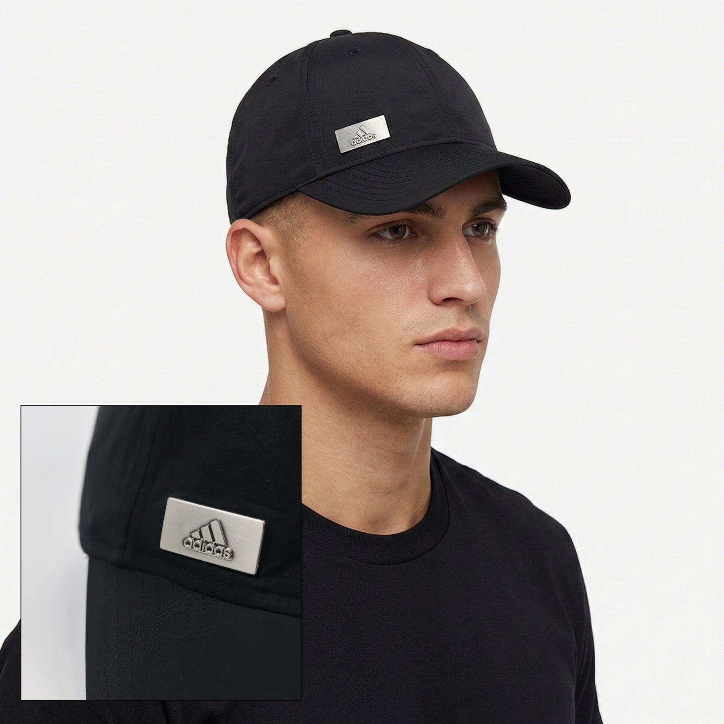 Sleek Adidas OSFM Black Baseball Thrifted Hat - Metallic Logo Streetwear