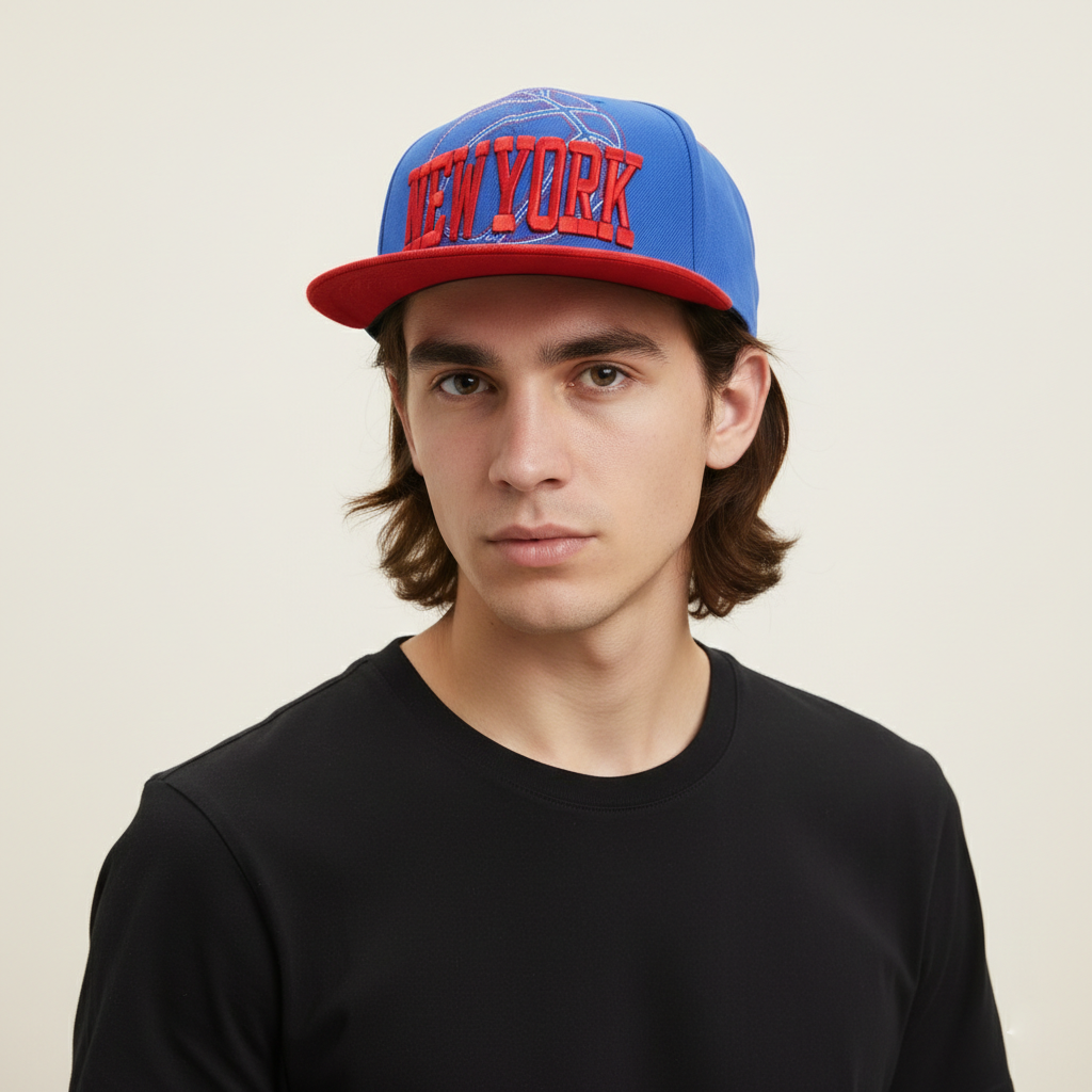 Retro NY Embroidered Flat Brim Thrifted Streetwear Hat - Two-Tone