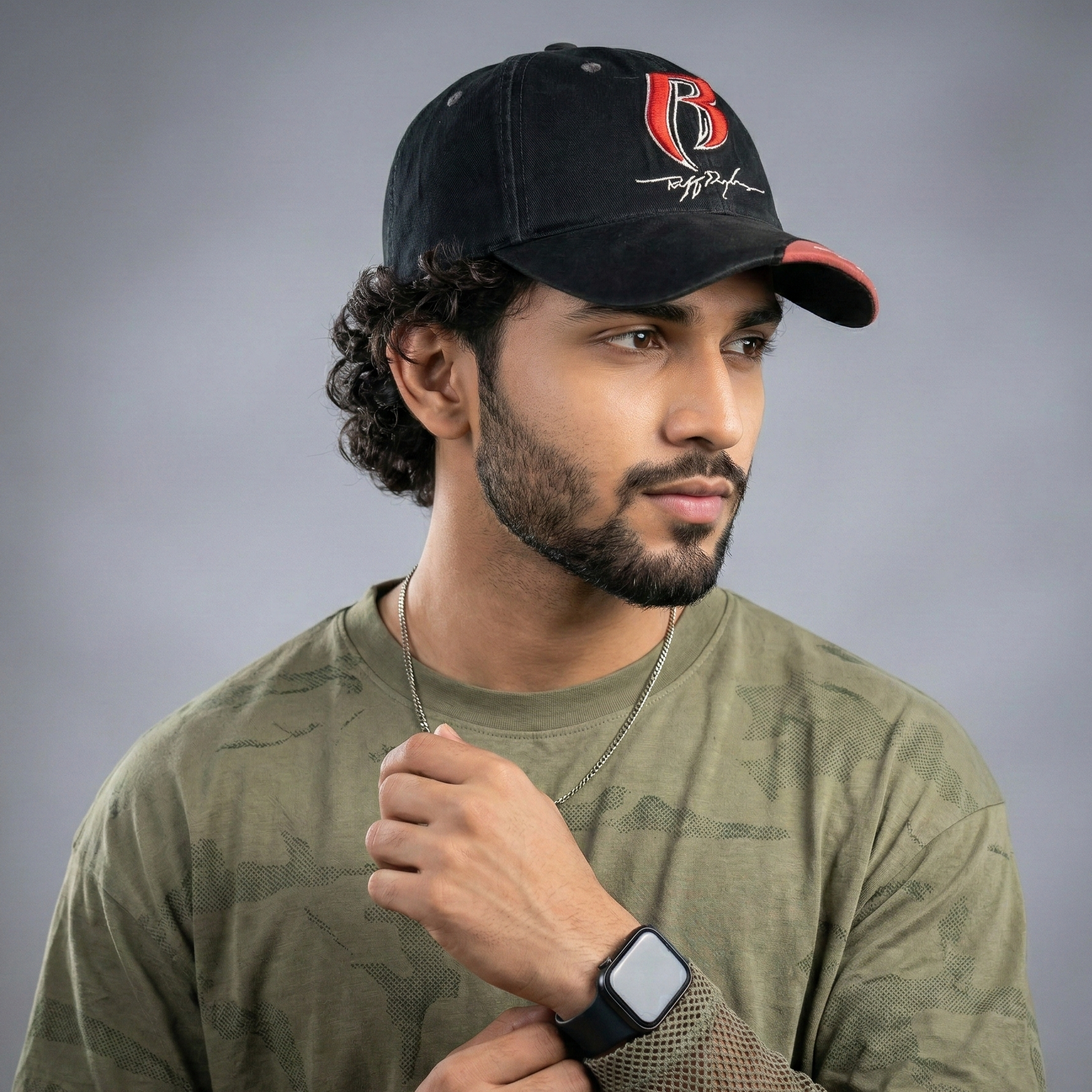 King Cap Adjustable Streetwear Thrifted Baseball Cap - Black & Red