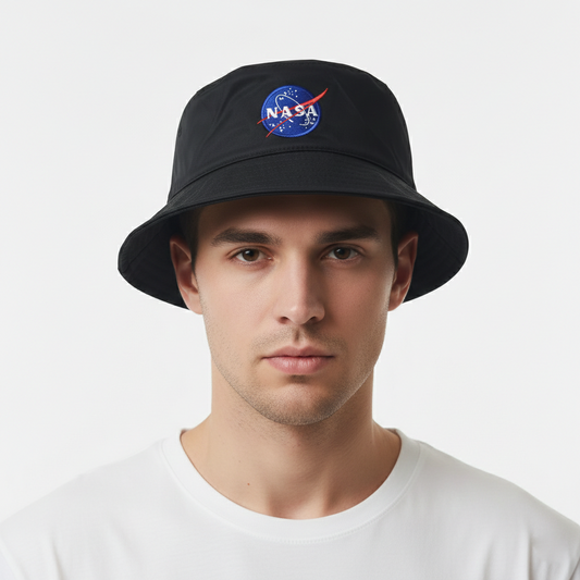 NASA Insignia Logo Black Bucket Thrifted Hat - Unisex