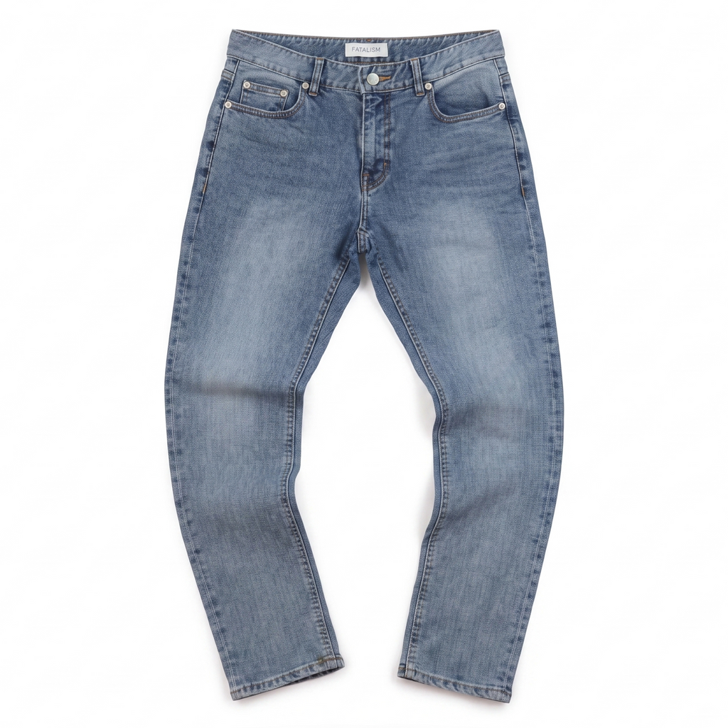 Thrifted Fatalism Men's Blue Straight Leg Denim Jeans 32 Waist/ J1025