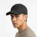 Thrifted Dark Charcoal Grey Felt Blank Baseball Cap | 10887