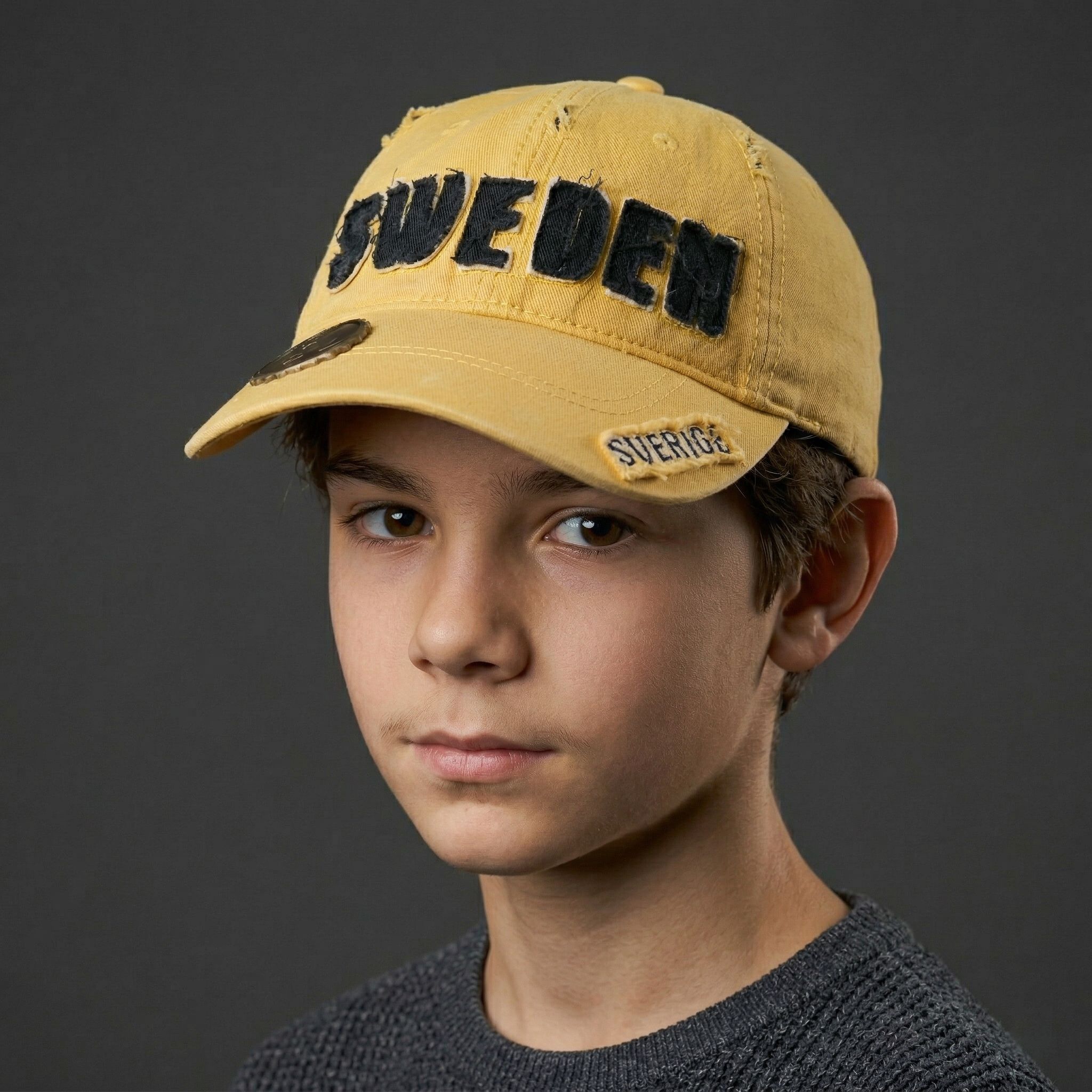 Vintage Distressed Sweden "Sverige" Souvenir Cap - Yellow/Blue