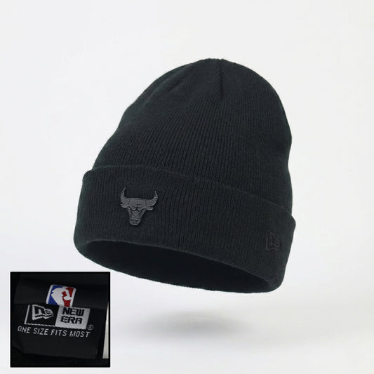 New Era Chicago Bulls Black Cuffed Thrifted Beanie - Official NBA Winter Hat
