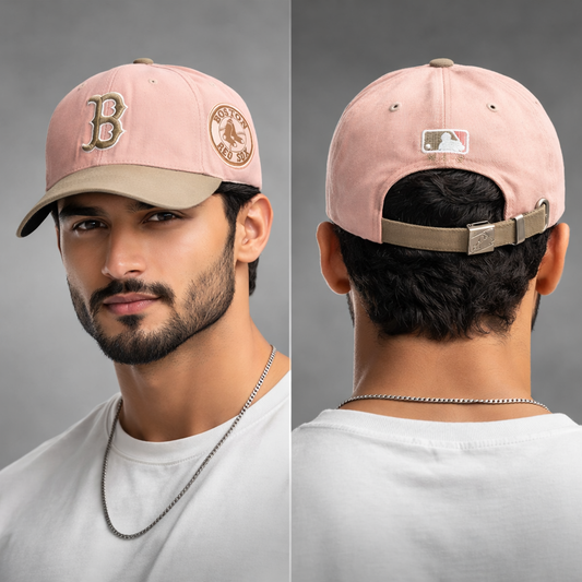 Boston Red Sox Embroidered Pink Thrifted Snapback Cap with Red Sox Underbrim