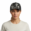 Vintage Tropical Floral Print Mesh Trucker Cap Black