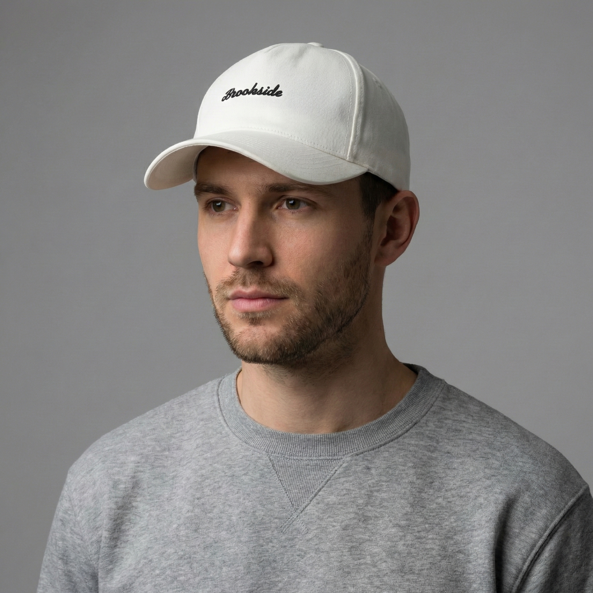 Brookside Off-White Cotton Baseball Thrifted Cap - Urban Trend Embroidered Strapback Hat