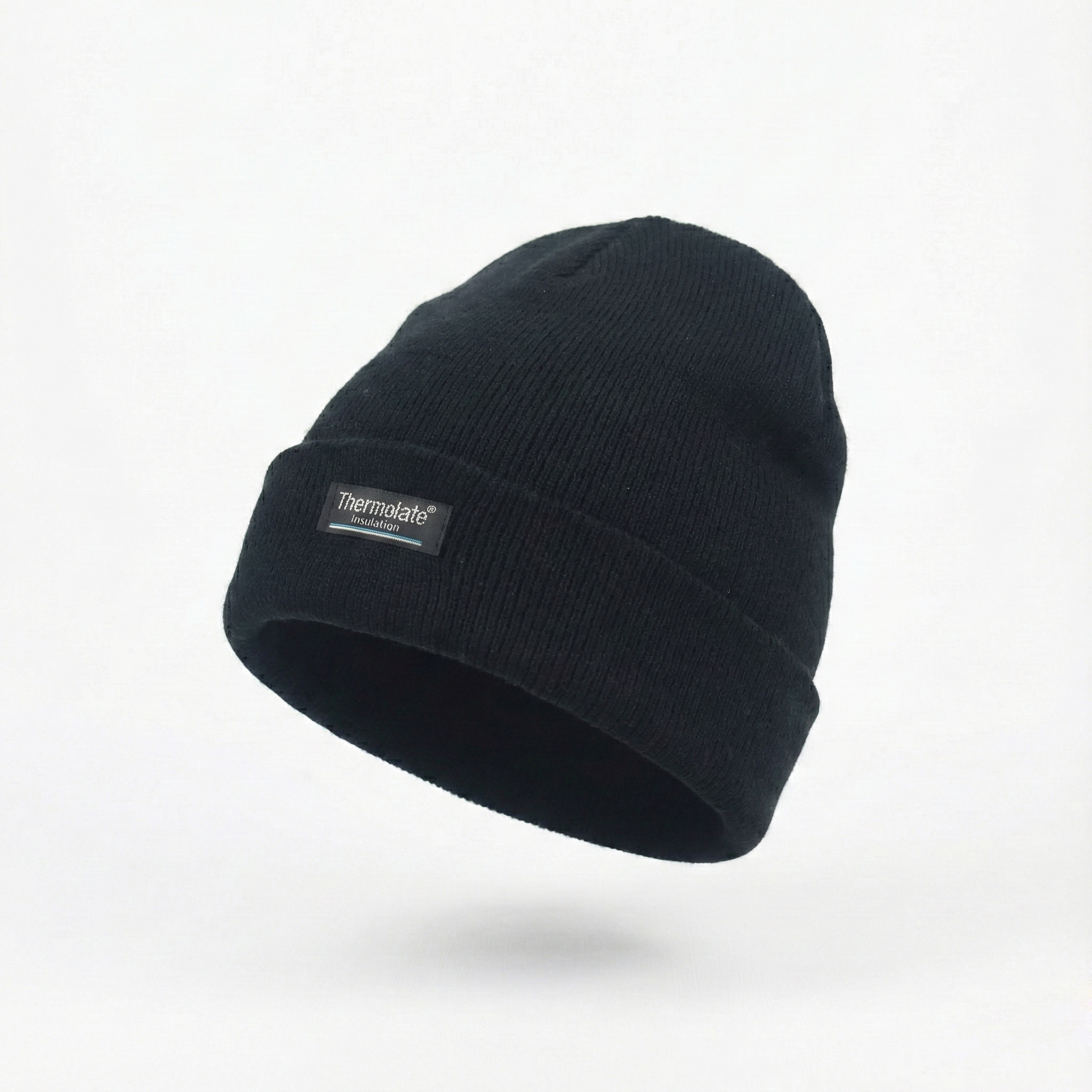 Unisex Black Thermal Insulated Thrifted Winter Cap - Warm Acrylic Knit Beanie