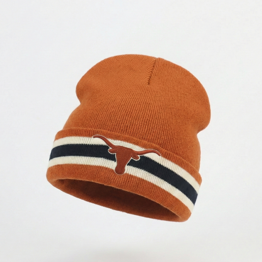 Vintage Style Texas Longhorns Thrifted Beanie Cap – Embroidered Logo 100% Acrylic
