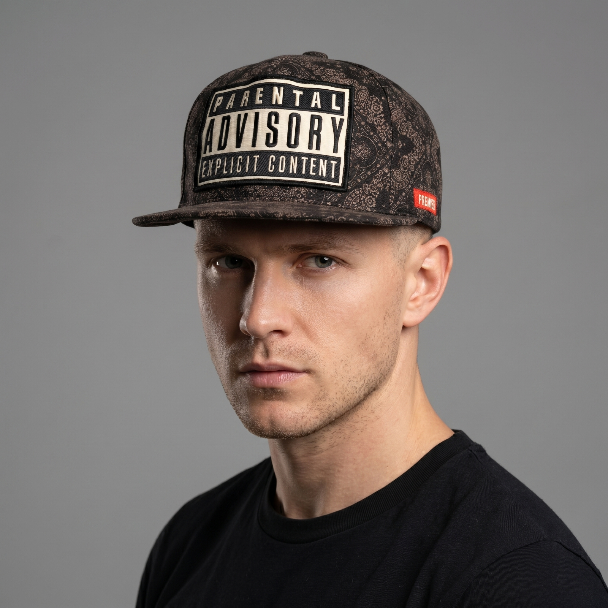 Vintage Premier Parental Advisory Cap - Brown Paisley Graphic Snapback