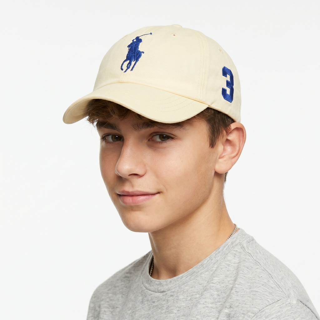 Vintage Polo Ralph Lauren Big Pony No. 3 Cap – Pastel Yellow & Blue
