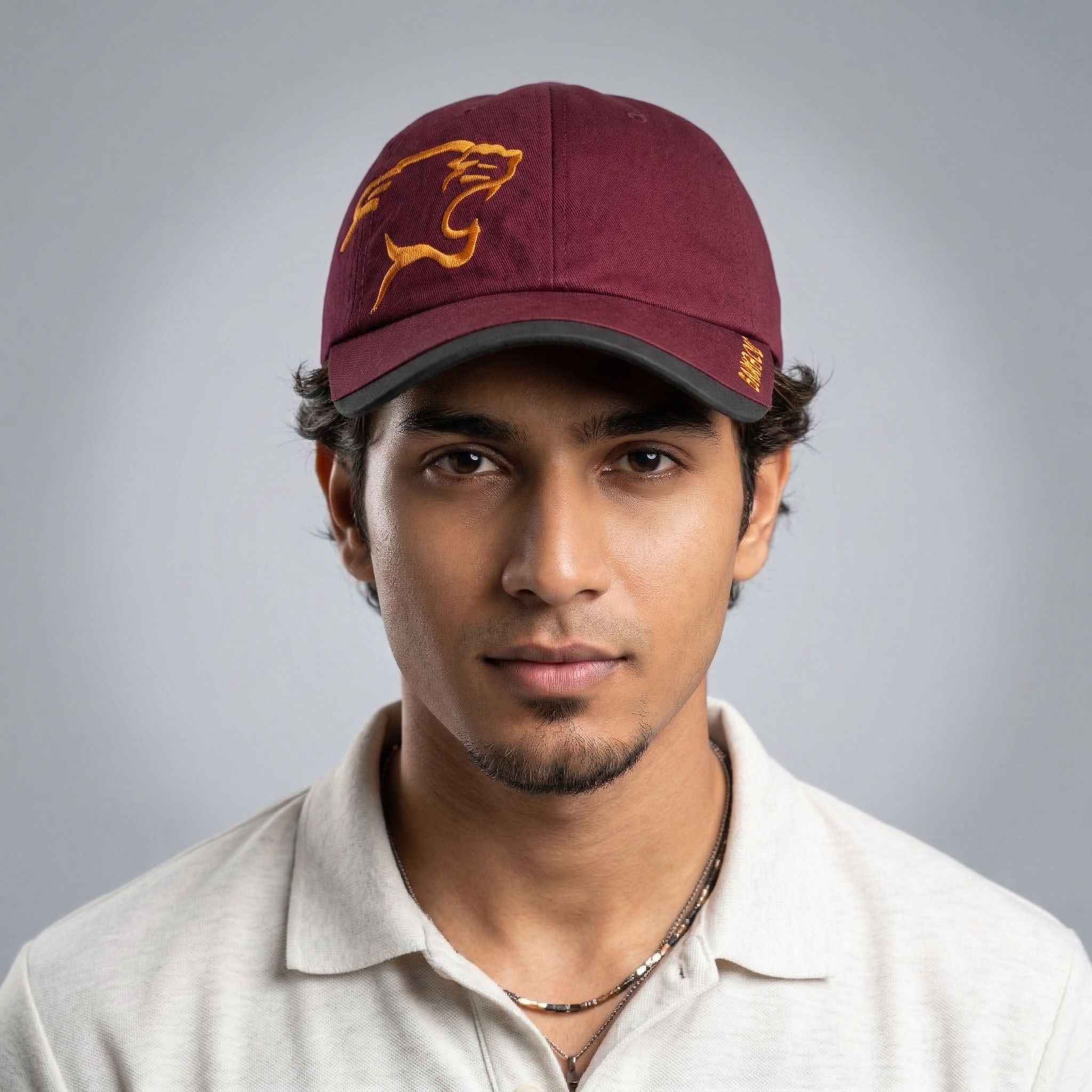 Burgundy Bambou Embroidered Cap – Big Cat Logo Baseball Hat