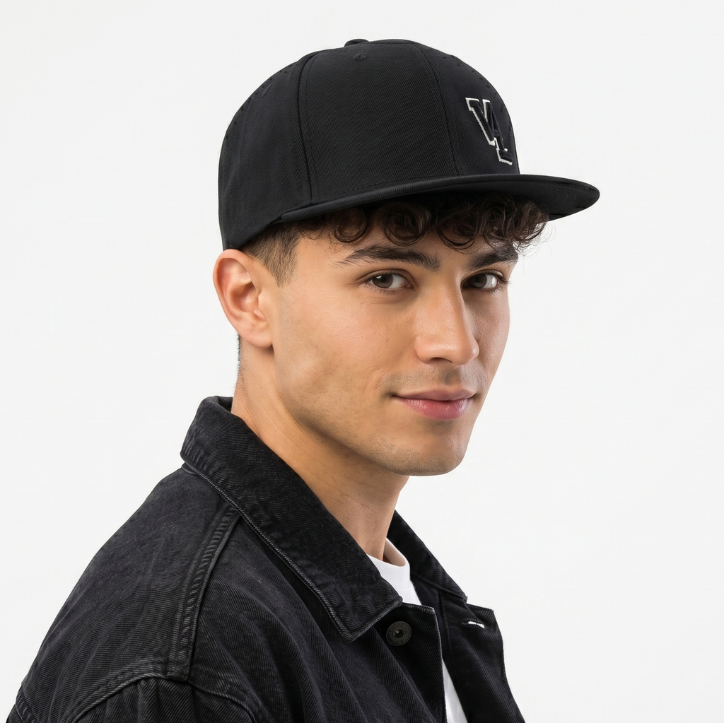 Thrifted Yupoong Flexfit VL Logo Black Structured Streetwear Hat