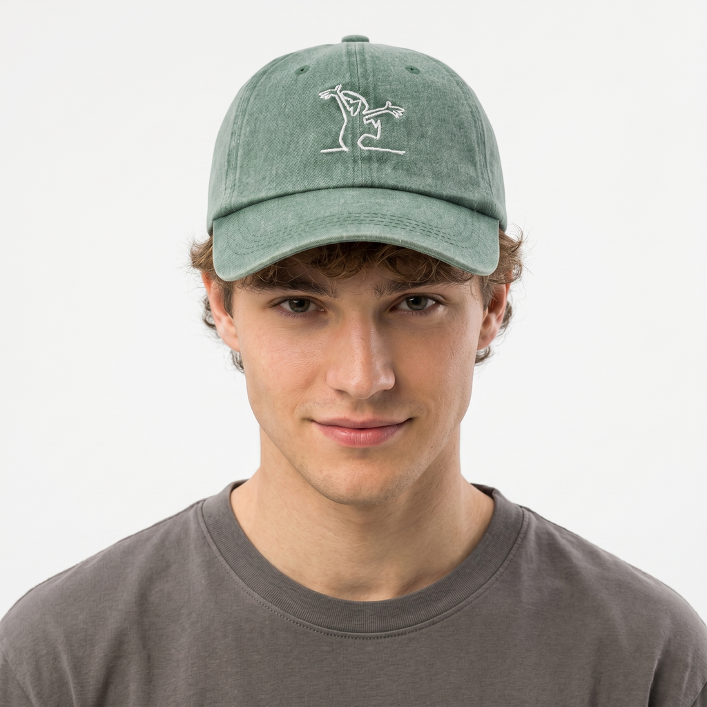 Thrifted Sage Green Graphic Dad Hat | Adjustable Size 56-58cm