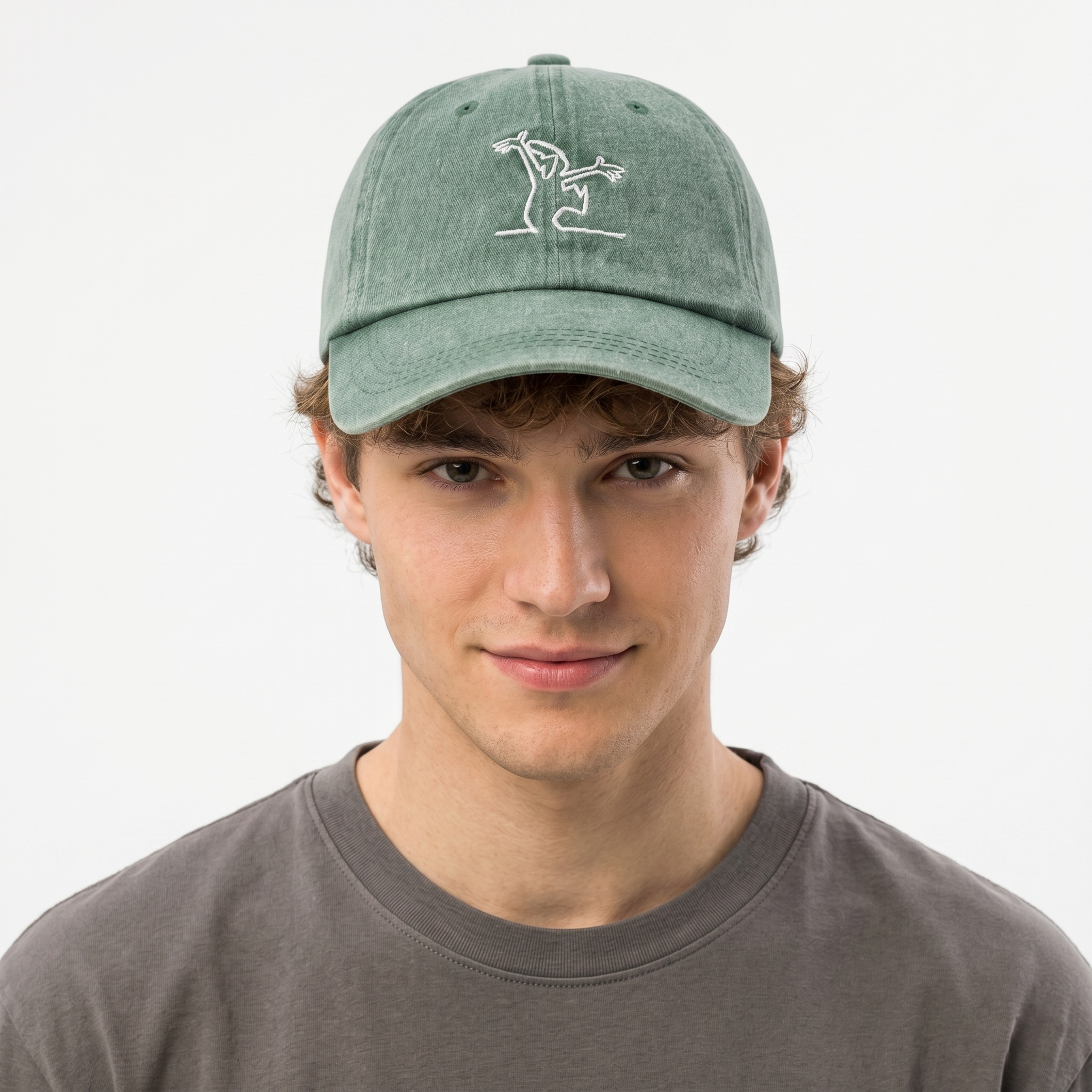 Thrifted Sage Green Graphic Dad Hat | Adjustable Size 56-58cm