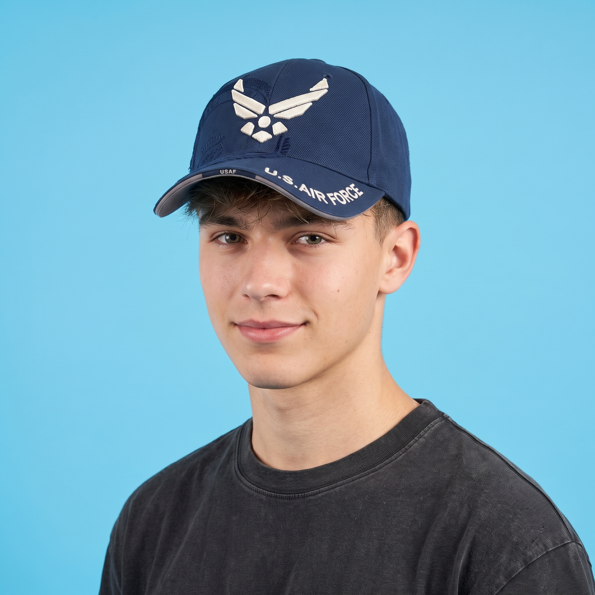 Thrifted U.S. Air Force Embroidered Navy Blue Military Baseball Hat