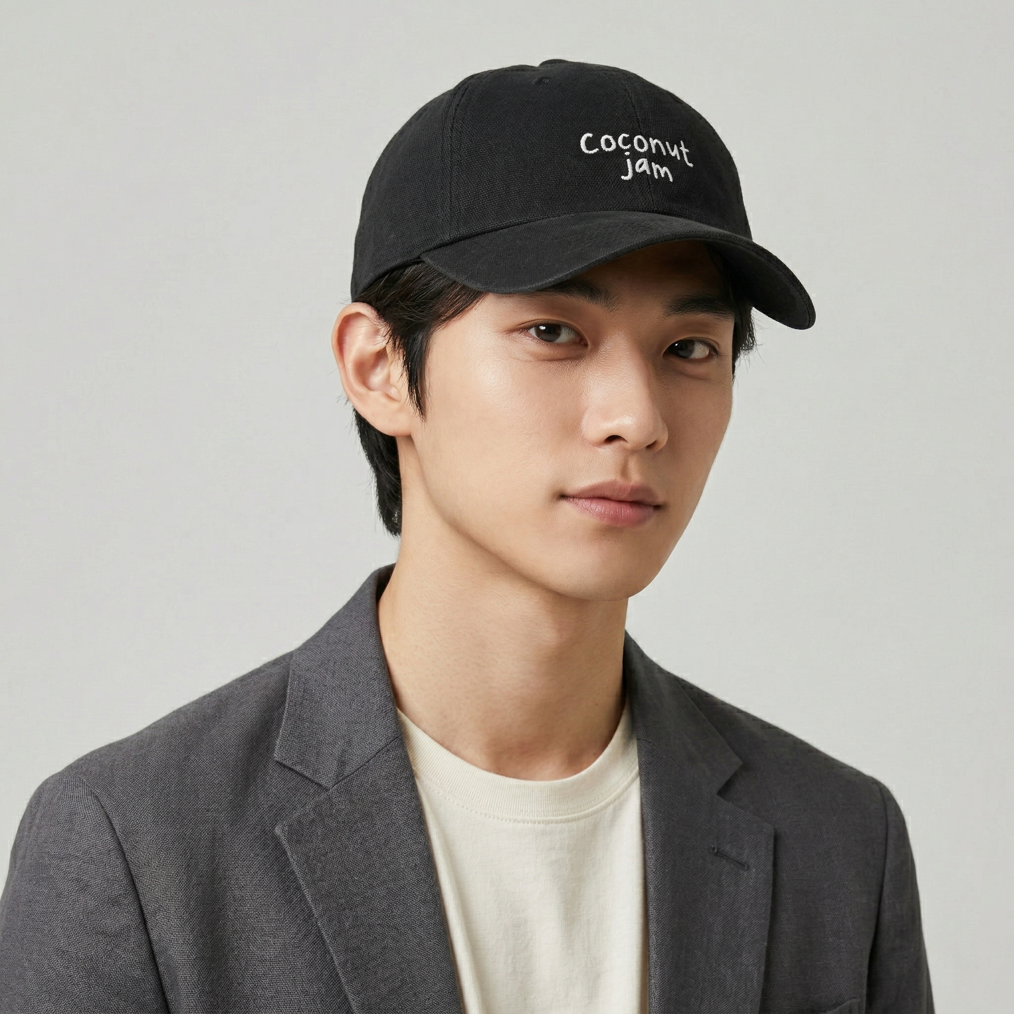 Coconut Jam Embroidered Dad Hat - Vintage Black Cotton Baseball Cap
