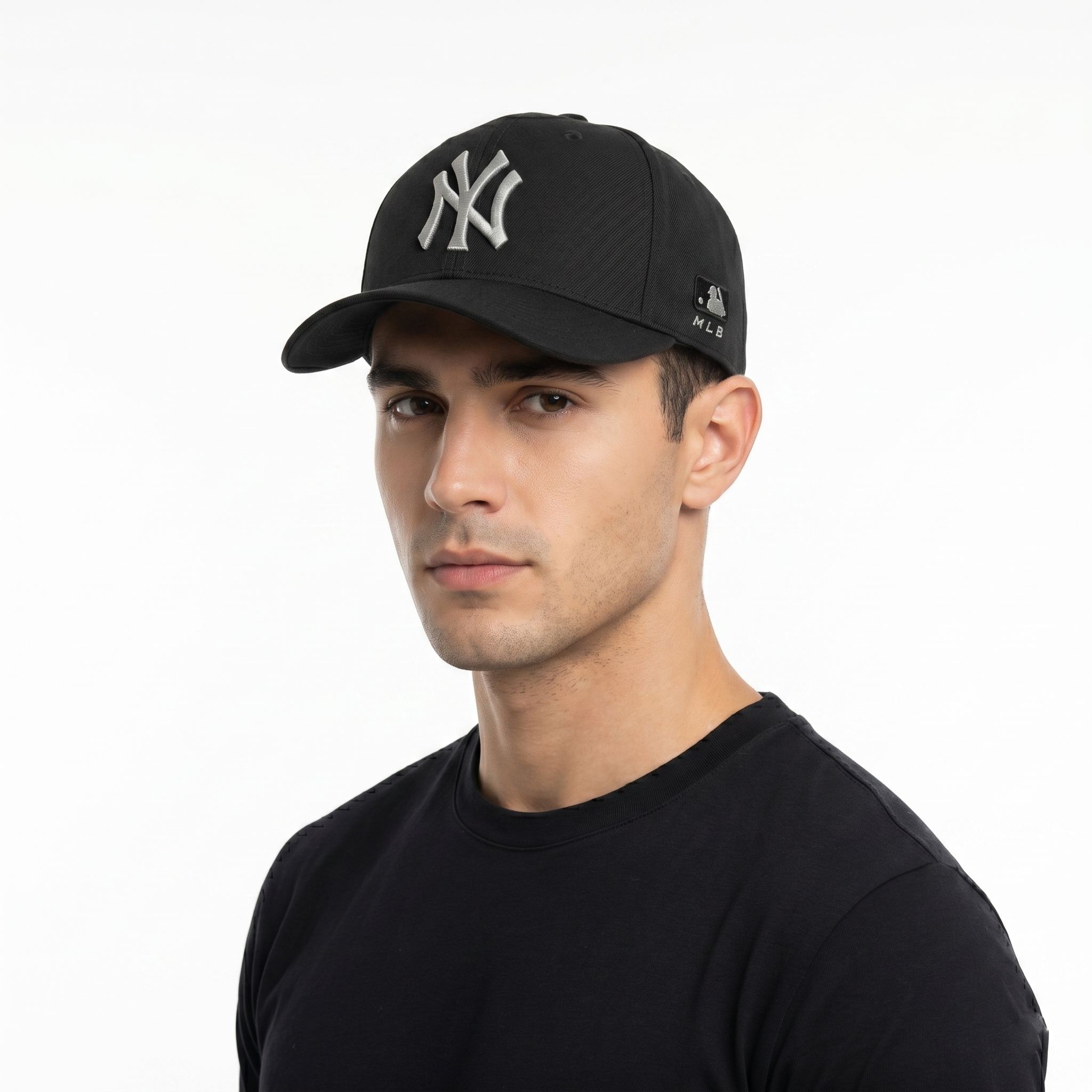 Premium Black Yankees Snapback Hat with Side Patch - Thrifted Series