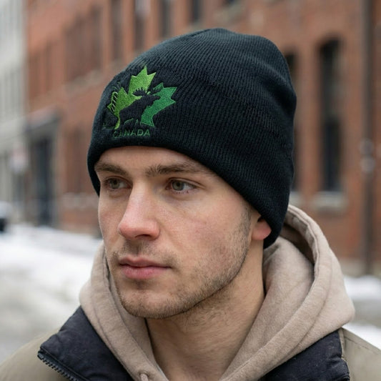 Canada Maple Leaf Thrifted Winter Beanie - Authentic Souvenir Knit