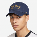 Thrifted Nike PSG Paris Saint-Germain Gold Embroidered Navy Dad Hat - 56-58cm