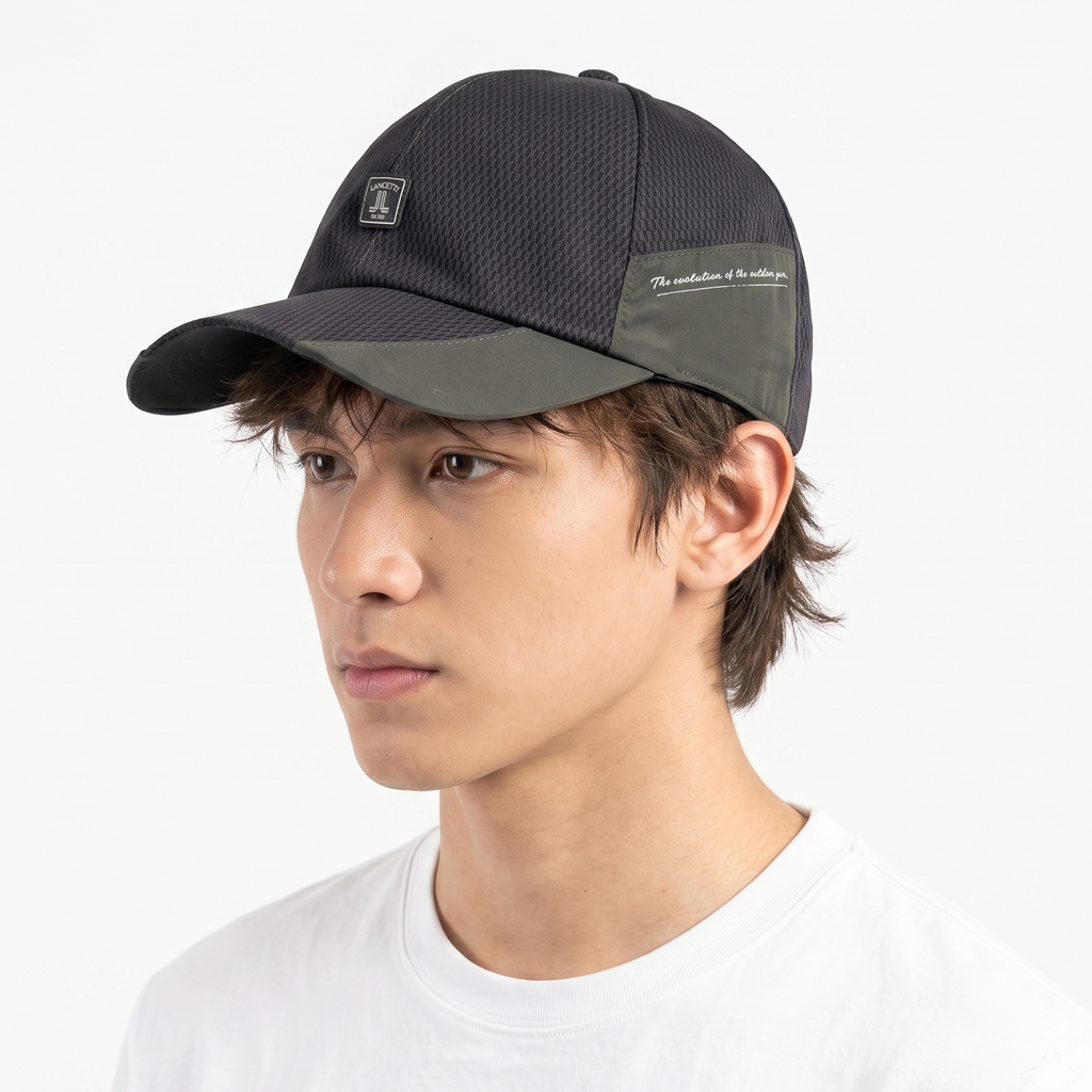 Lancetti Milano Tech Mesh Cap - Charcoal Dark Green Outdoor Sport Hat