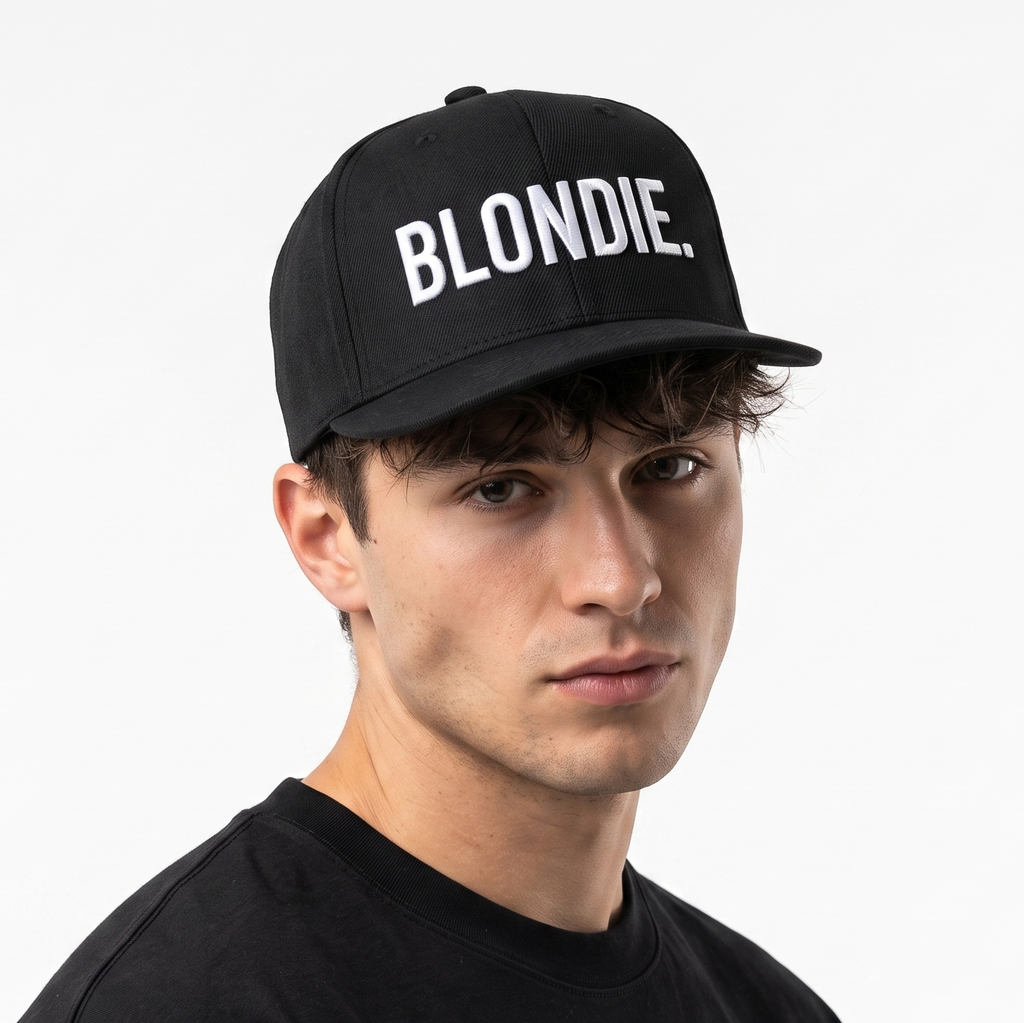Thrifted Blondie Rock Band Black Flat Brim Cap - Size 56-58cm