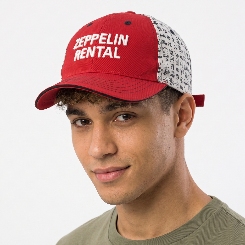 Thrifted Zeppelin Rental Construction Graphic Print Dad Hat | 10060