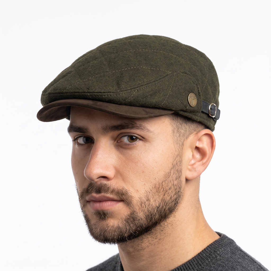 Thrifted Diamond Quilted Ivy Cap Green & Brown (56-57cm) | 10520