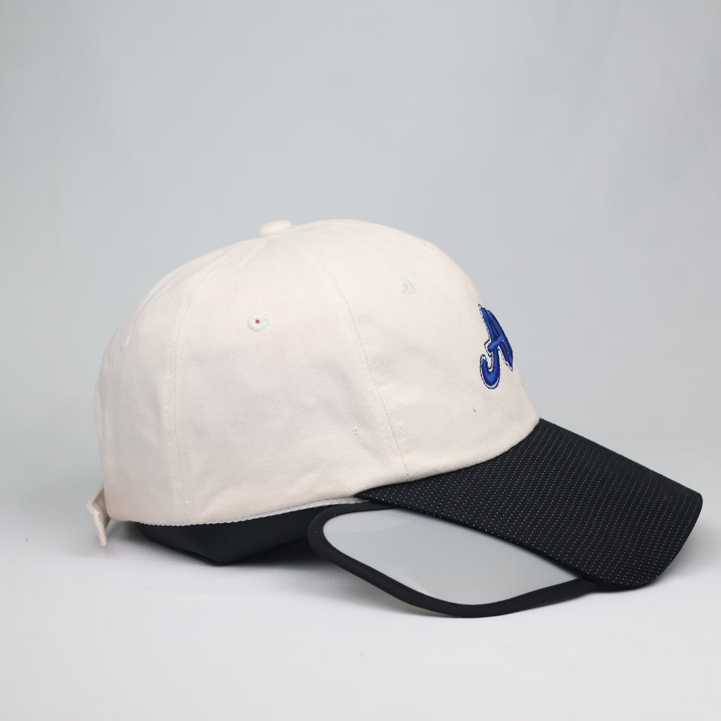 Thrifted Andre Kim Designer White Blue Embroidered Dad Hat