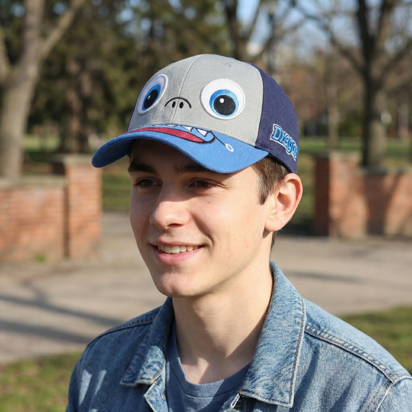 Vintage N'SER Blue Dragon Monster Embroidered Snapback Thrifted  Cap