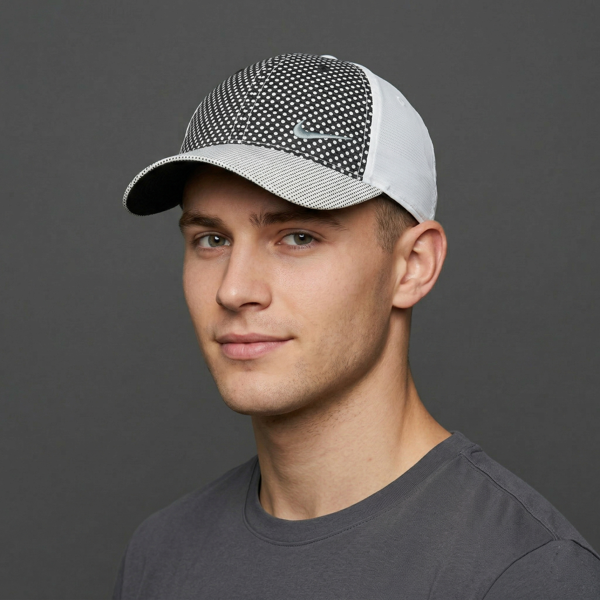 Vintage Nike Golf Polka Dot Tech Thrifted Cap - White/Black