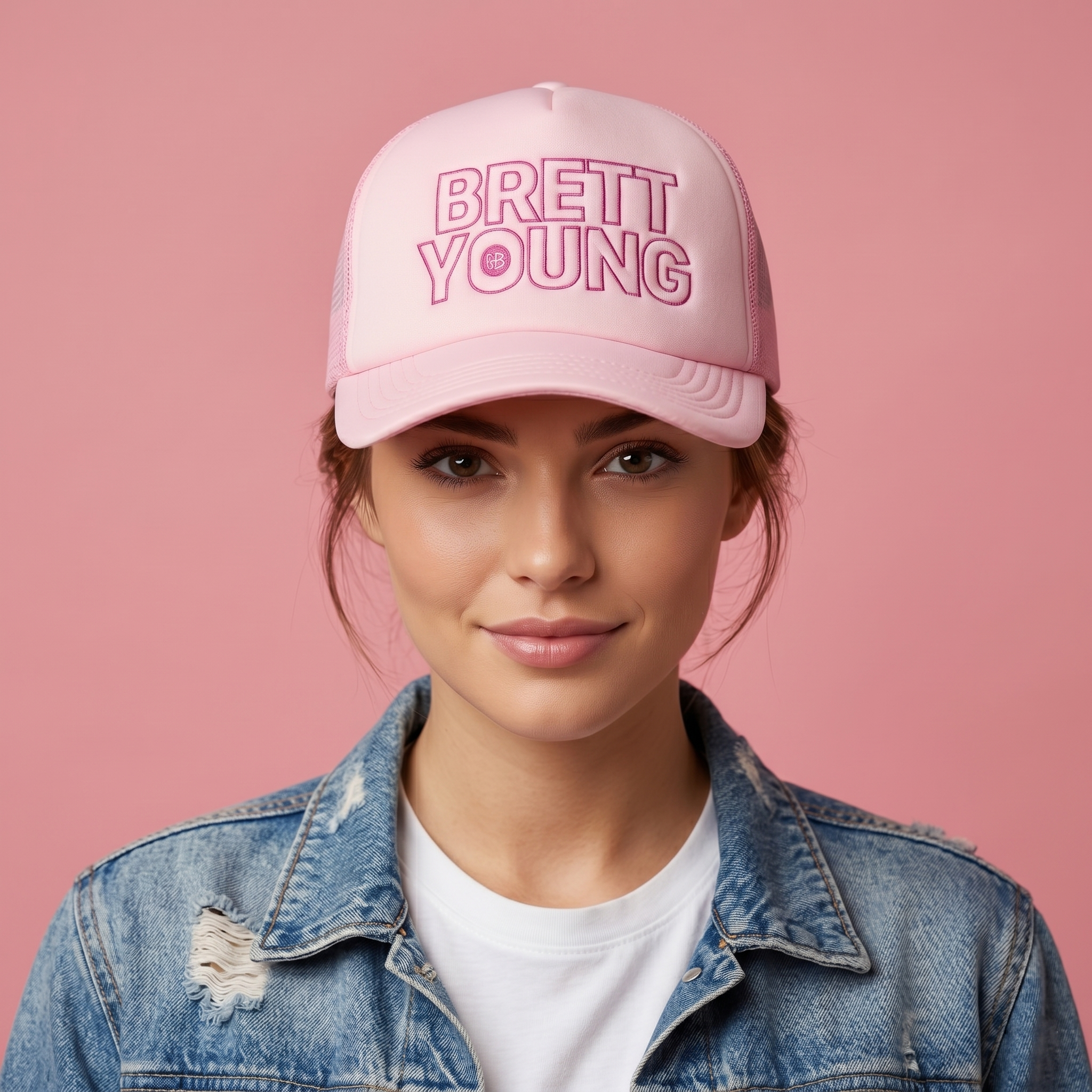 rett Young Official Tour Merchandise Pink Trucker Thrifted Hat – Women's Cap