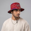 Andean Pattern Machu Picchu Sun Hat – Red Boho Waterproof Bucket Hat