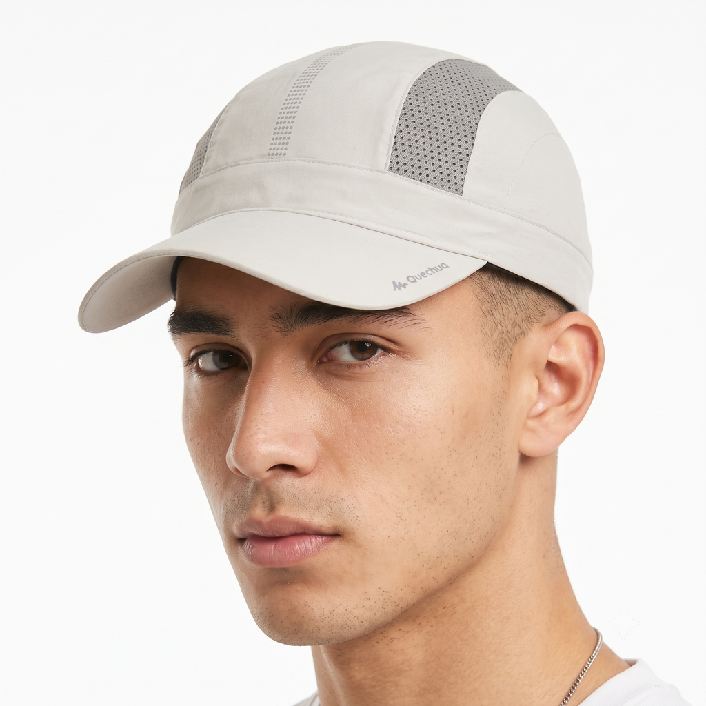 Thrifted Quechua Grey Technical Panel Outdoor Cap - Size 56-58cm