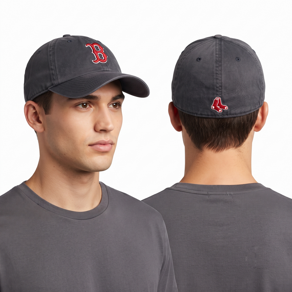 Thrifted Vintage MLB Boston Red Sox 'The Franchise' Garment Wash Dad Hat - Grey