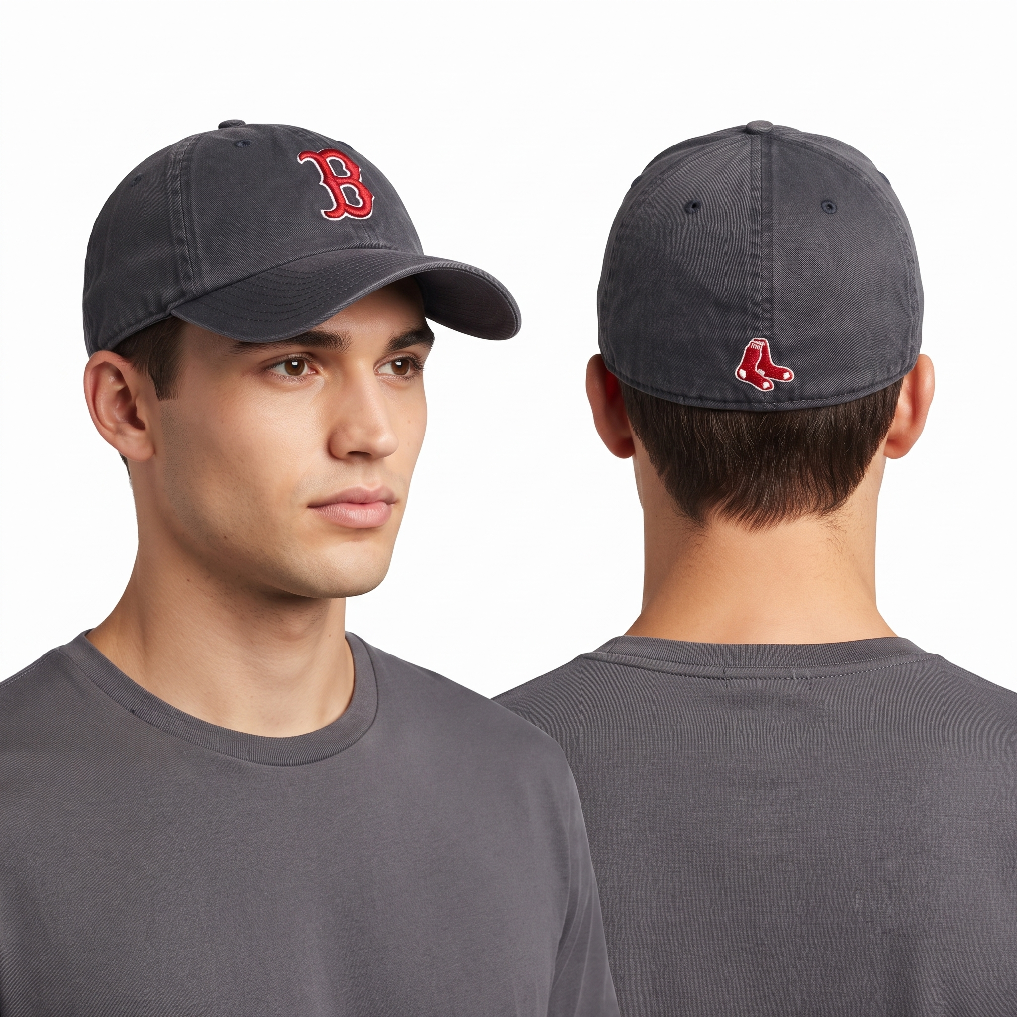 Thrifted Vintage MLB Boston Red Sox 'The Franchise' Garment Wash Dad Hat - Grey