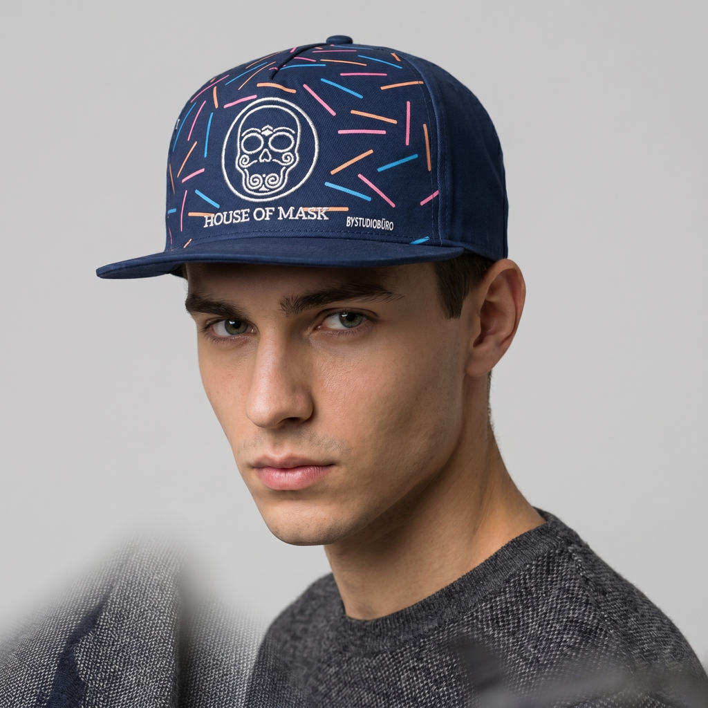 House of Mask by Studiobüro Navy Thrifted Snapback