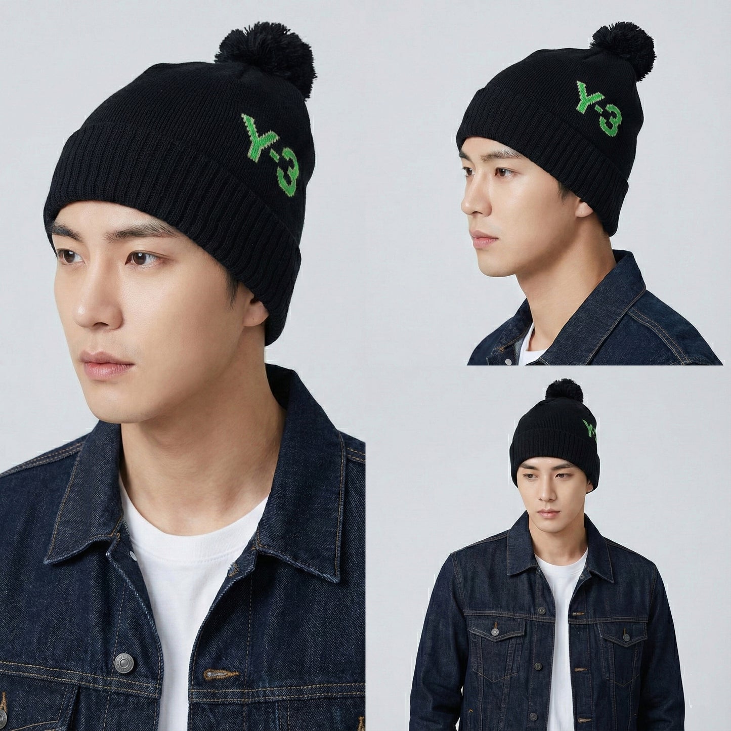 Y-3 Adidas x Yohji Yamamoto Designer Beanie | 100% Wool Black & Neon Green Knit