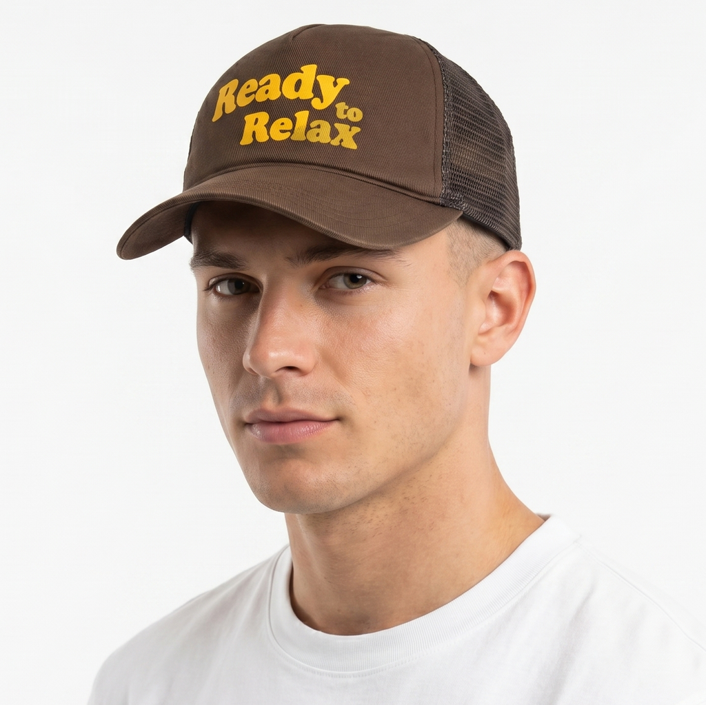 Zara Ready to Relax Brown Mesh Thrifted Trucker Hat
