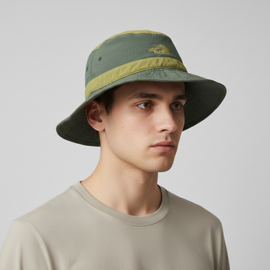 The North Face Two Tone Nylon Thrifted Bucket Hat in Olive and Tan