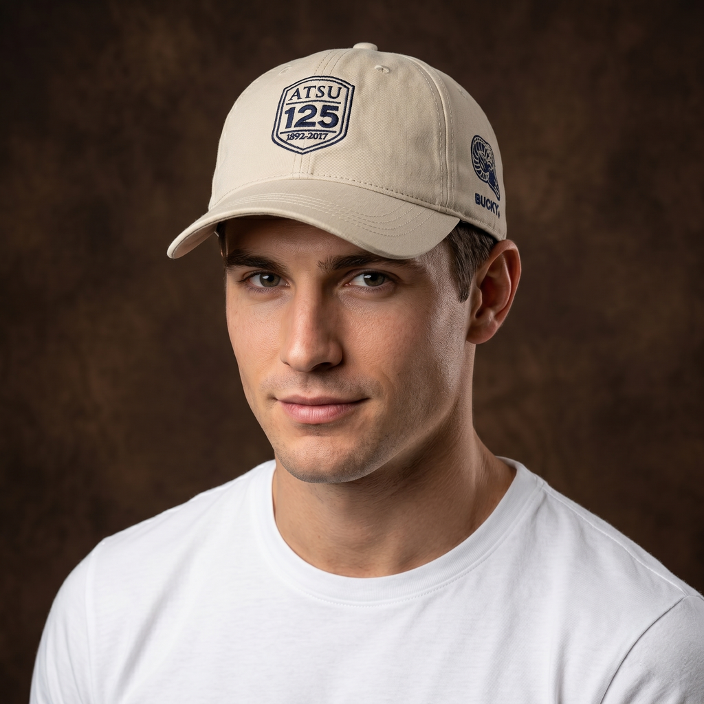 Vintage ATSU Bucky the Ram Embroidered Khaki Baseball Thrifted Cap