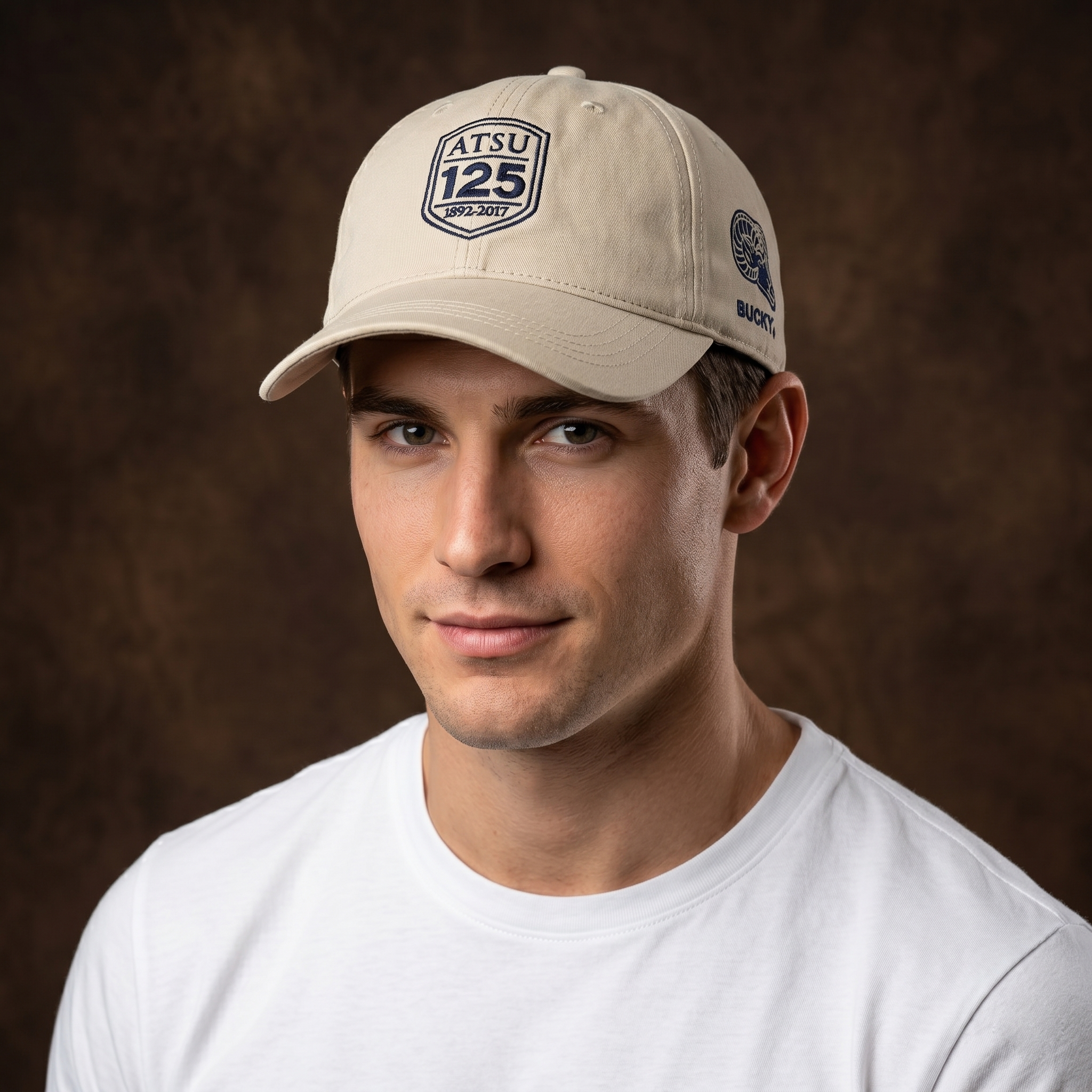 Vintage ATSU Bucky the Ram Embroidered Khaki Baseball Thrifted Cap