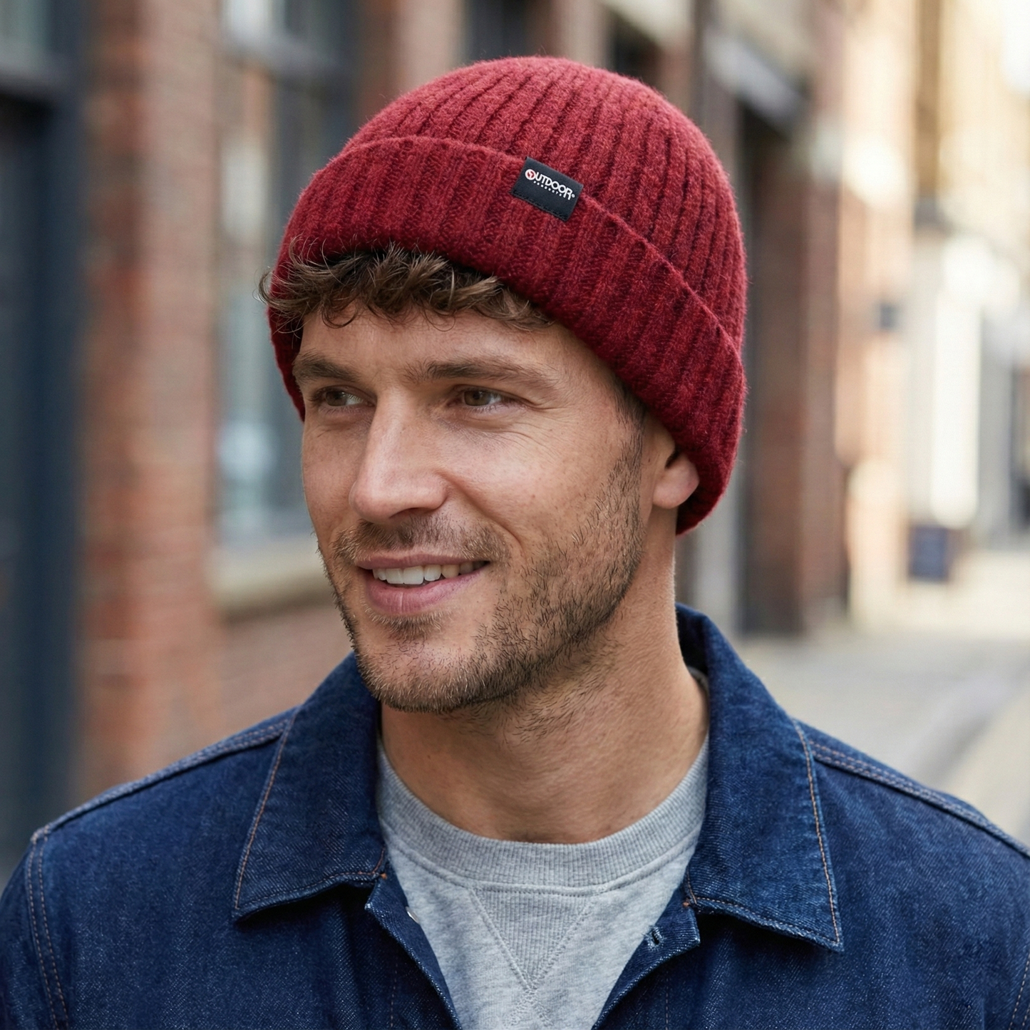 Vintage Style Short Beanie | Outdoor Products 1973 | Burgundy Red Knit