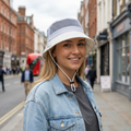 White Mesh Panel Bucket Hat - Breathable Summer Festival Cap