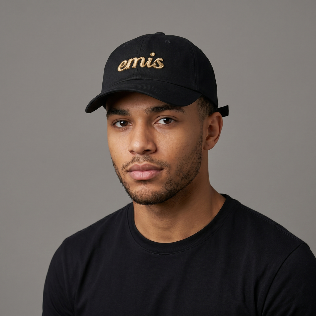 Original EMIS Korea Black Cotton Cap - Vintage Streetwear Style